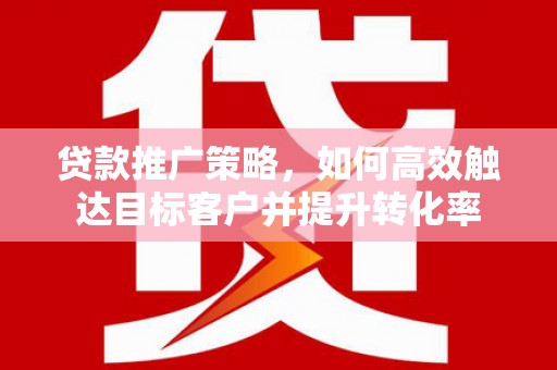 施甸贷款推广策略，如何高效触达目标客户并提升转化率